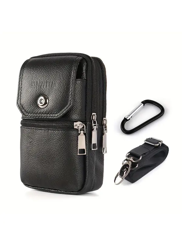 Men's Casual Plain Color Belt Bag, Fashionable Cowhide Belt Bag for Outdoor Work, Cycling, Fitness Exercise, Casual Trendy Versatile High-quality Daily Commuting Bag 3