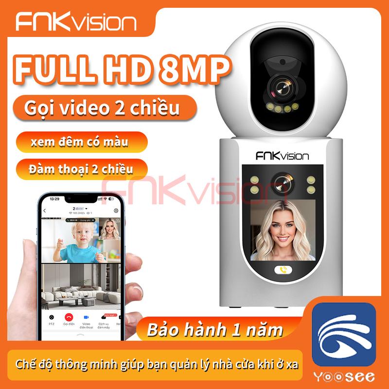 Camera video call Yoosee Fnkvision 2 mắt 8MP Wifi 2.4GHz, giám sát 360 độ xem đêm có màu, bảo hành 12 thán