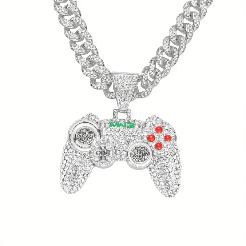 1 piece of men's hip-hop alloy full game console pendant, Cuban chain necklace, nightclub personalized trampoline decoration accessory seaglass  jewelry floral  bracelet spiral  bridge  jewellery amber berkeley  weaver crystal  healing bead large small og 1
