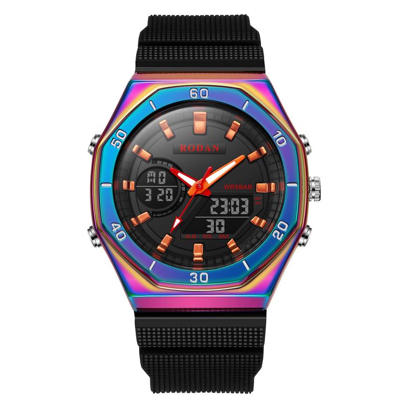 RODAN 8003 JAM TANGAN OLAHRAGA WATER RESISTANT 3 ATM FREE BOX Besi Rubber Kaca Pria Stainless Stopwatch 2