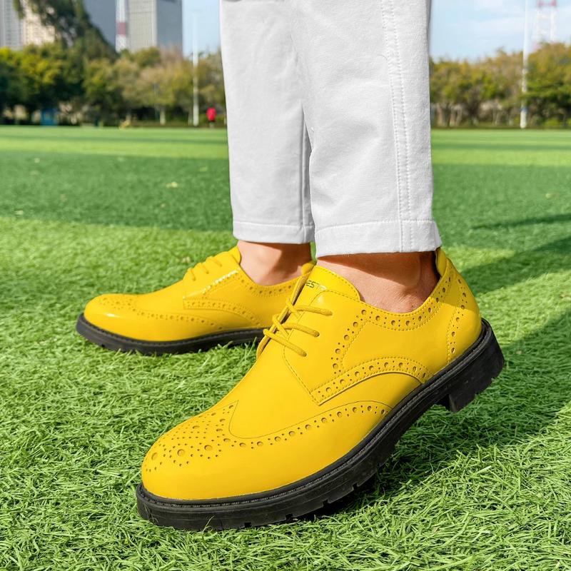 Product Introduction of Professional Business Leather Golf Shoes Block Shoes Glossy Men Spikeless Golf Sneakers Comfortable Walking Footwear for Golfers 12
