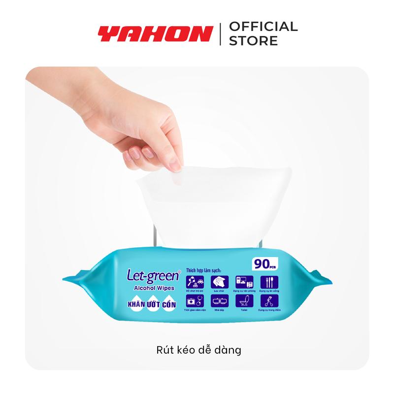Bao Khăn Ướt Cồn LET-GREEN, 90 Miếng/Bao 4