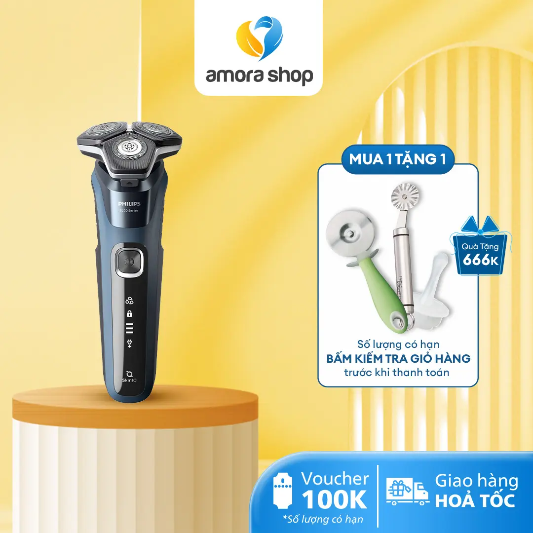 Máy cạo râu khô và ướt Philips S5880/20, Đầu cạo xoay 360 độ, Bảo hành chính hãng 24 tháng