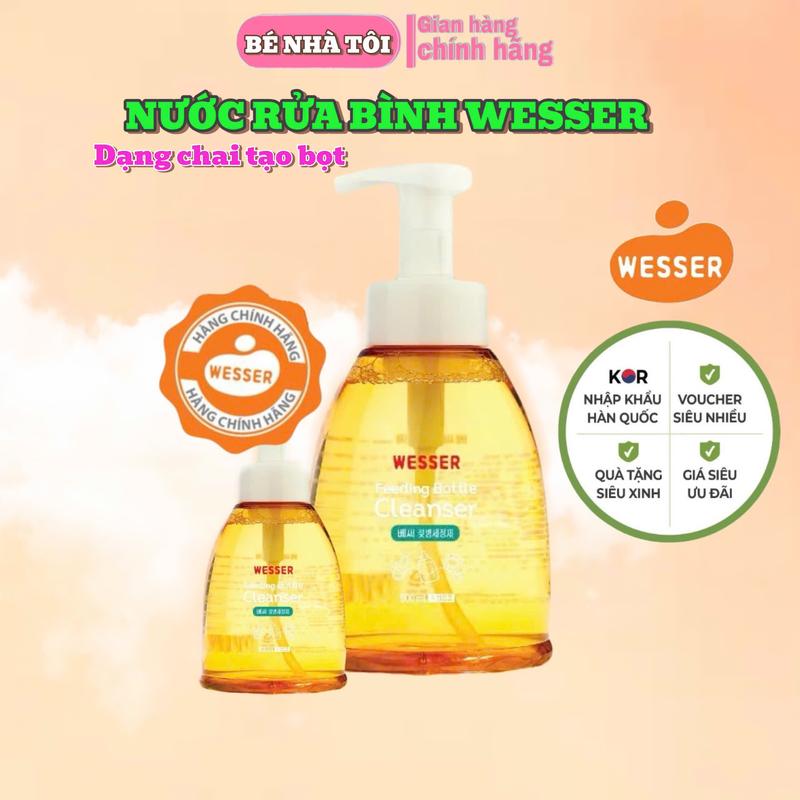 Nước Rửa Bình Sữa Cho Bé Wesser Mẫu Mới- Chai 500ml Túi 500ml N.hập k.hẩu H.àn Q.uốc