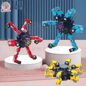ROBOT TENTACLE FIDGET SPINNER 3D ANIMASI puzzle putar kaki gurita viral clover lynn store rekam hp bisa gerak dibentuk bentuk aneka warna warni glow in the dark GID spiner