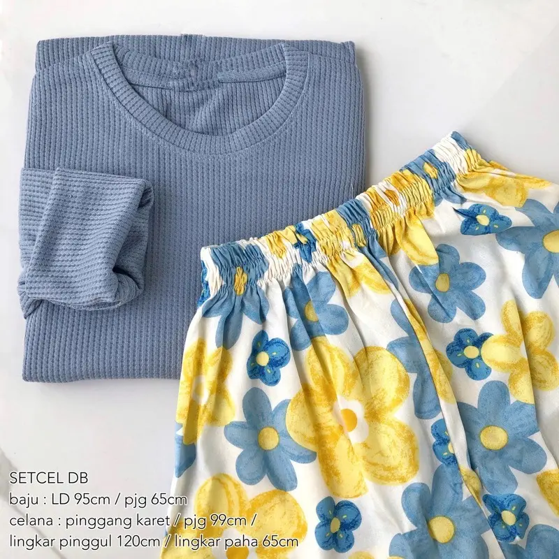 Set Baju Celana Wanita Setelan Panjang Wanita Nyaman Dewasa Katun 7