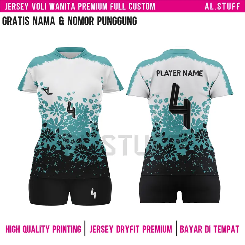 Jersey Voli Putri Premium Terbaru Gratis Nama dan nomor punggung  Full Printing Set Putri cewek 0