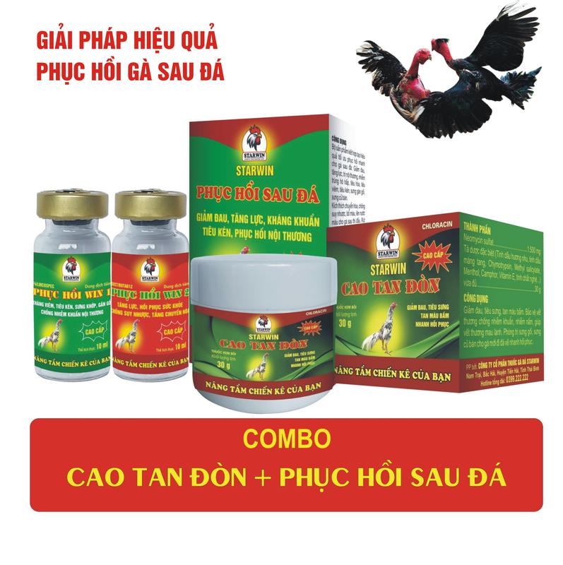  Combo Starwin Cao Tan Đòn và Phục Hồi Sau Đá Gà Chọi   1 hộp cao tan đòn 30 g và 1 bộ Phục hồi sau đá 20 ml  