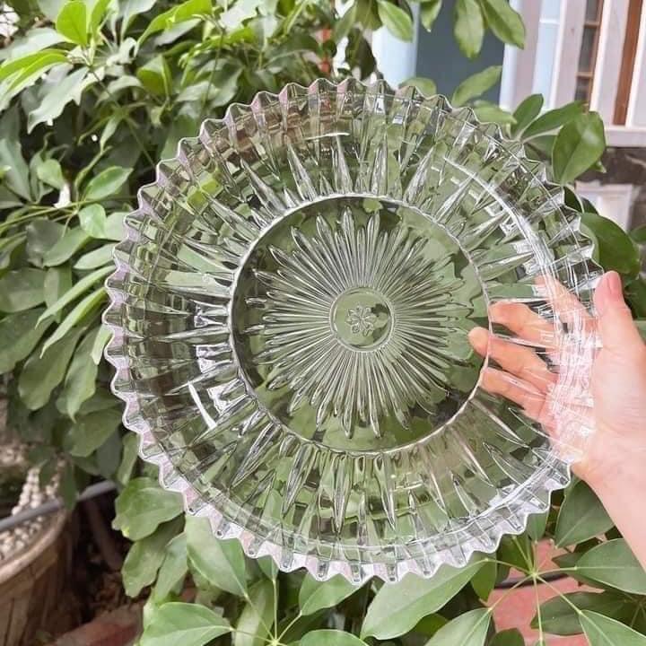 Đĩa thuỷ tinh tròn trắng siêu to đa năng
