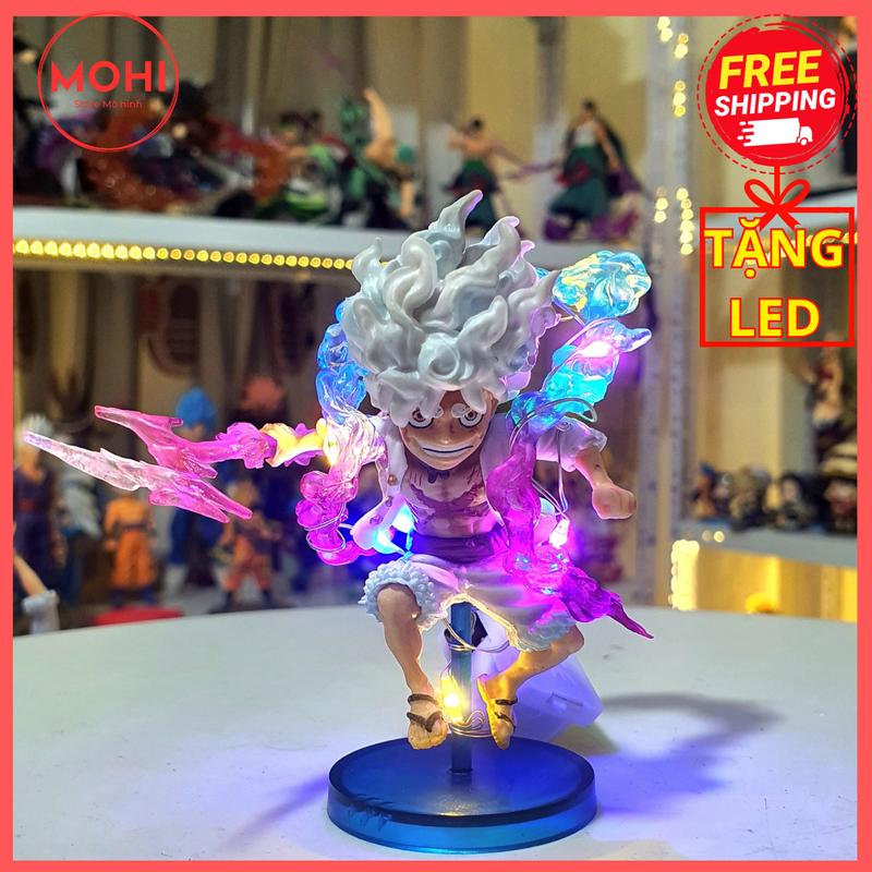 Mô hình Luffy Gear 5 tóc trắng cầm sét siêu nét, cao 10cm - Mô hình One Piece ( Tặng dây Led ) Đồ Chơi Toy Anime Decor Sưu tầm
