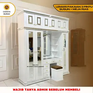 Cahaya Rumah Cimande - Lemari Pakaian 3 Pintu Susun + Meja Rias - Modern Minimalis - Custom - Pintu Buka