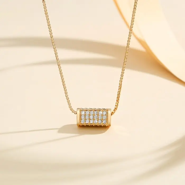 Kalung Rantai klavikula Berlian Lapis Emas Wanita Aksesoris - LM319