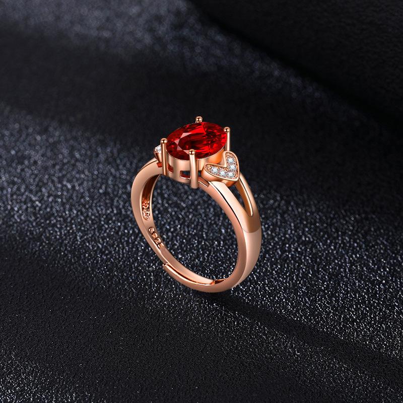 Product Introduction of Live Hot Sale Ruby Diamond Jewelry Suit Flower Design Ring Pigeon Blood Red Tourmaline Ear Stud Pendant Necklace 9