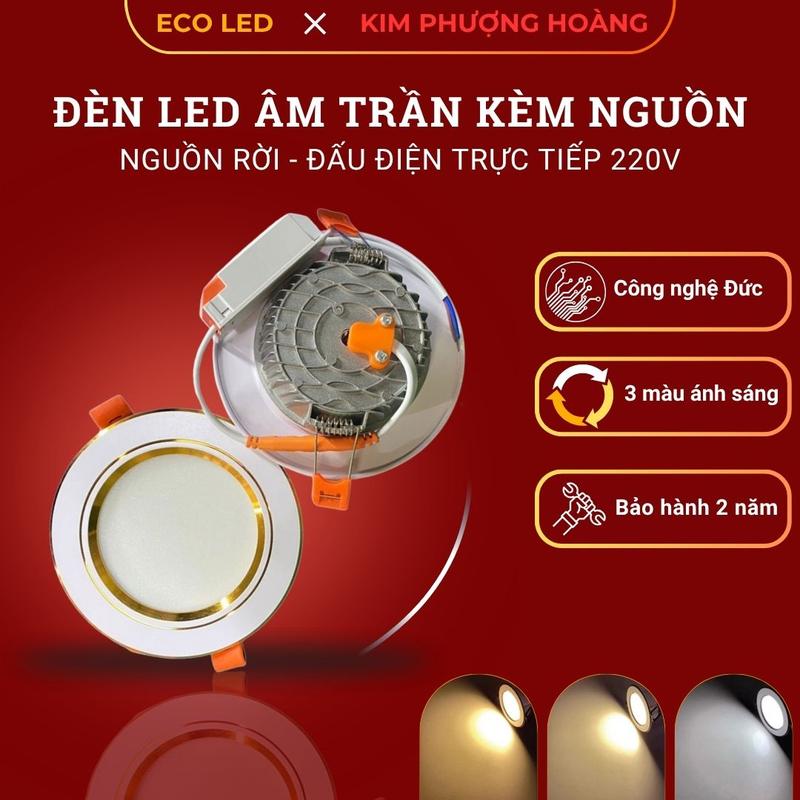 Nguồn rời lẻ Đèn Led Âm Trần nguồn rời 7W 9W 12W Phi90,110 3 màu ánh sáng hoặc sáng trắng đèn âm trần downlight chất lượng cao