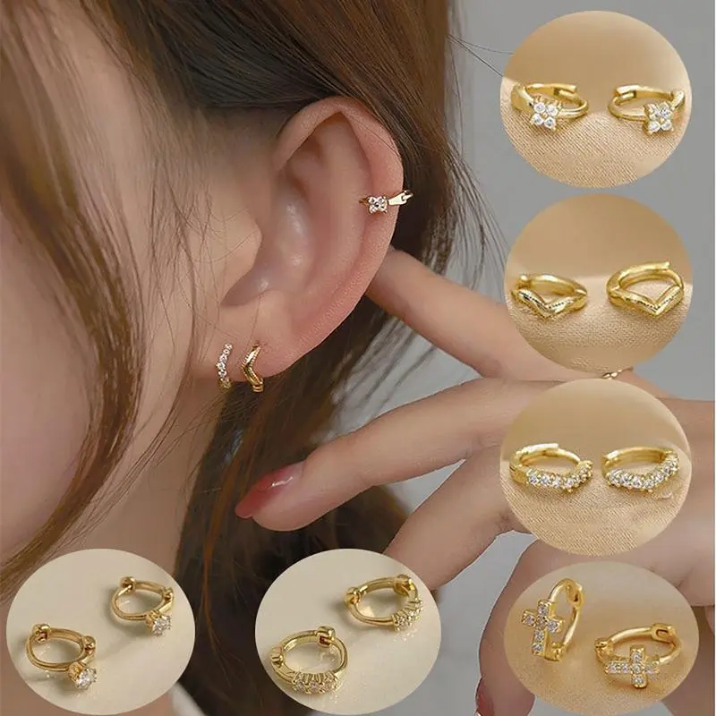 Khuyên Tai Tròn, Phong Cách Hàn Quốc, Phụ Kiện Thời Trang Nhỏ Chất Liệu Thép Không Gỉ, Không Gây Dị Ứng, Không Phai Màu, Dành Cho Nữ 0