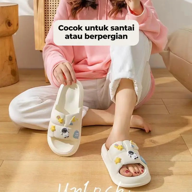 Dejavu Sendal Wanita Jelly Karet Sandal Korean Style Sandal Slop Flat Rumahan Empuk Elastis Sendal Anti Slip HSN109 6