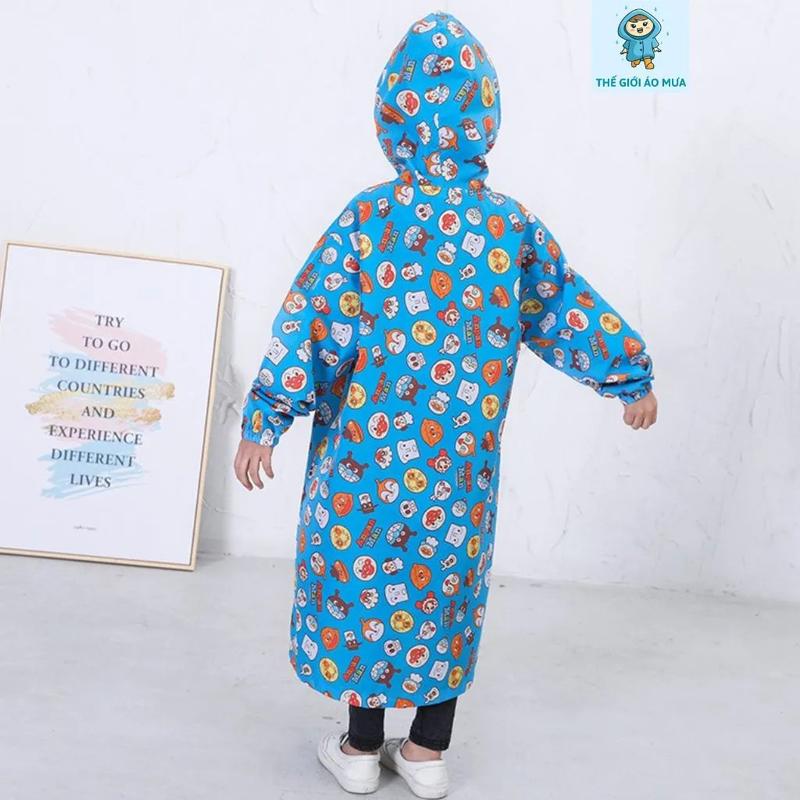 Product Introduction of Áo Mưa Bít Cho Trẻ Em Vải Dù Chống Thấm Họa Tiết Động Vật Dễ Thương thiết kế rộng che được ba lô đeo sau lưng Đồng cả trẻ em và người lớn có thể gập lại áo  mưa  mèo helo đi 9