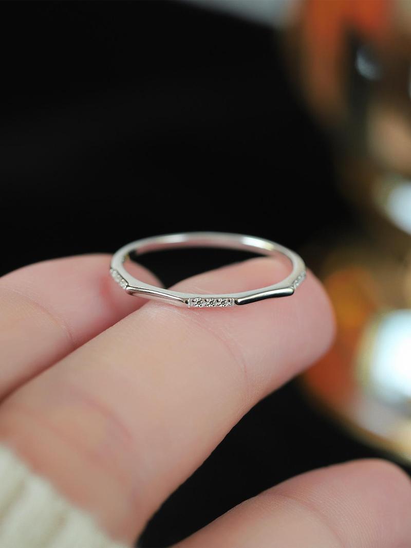 Product Introduction of S925 Sterling Silver Fashionable Rhinestone Decorated Ring, Elegant Jewelry for Women for Party, Daily Clothing Decor, Trendy All-match & Exquisite Jewelry for Birthday Gift 4