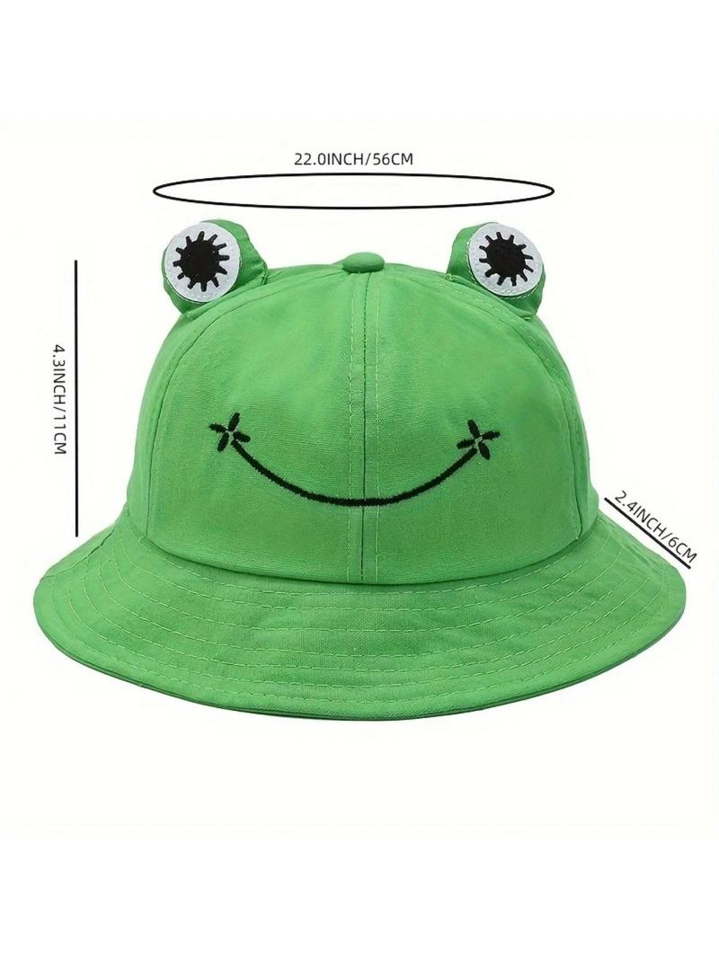 Product Introduction of Cute Cartoon Frog Design Hat, Casual Soft Foldable Sun Protection Hat for Men & Women, Fashion Accessories for Daily Wear 1