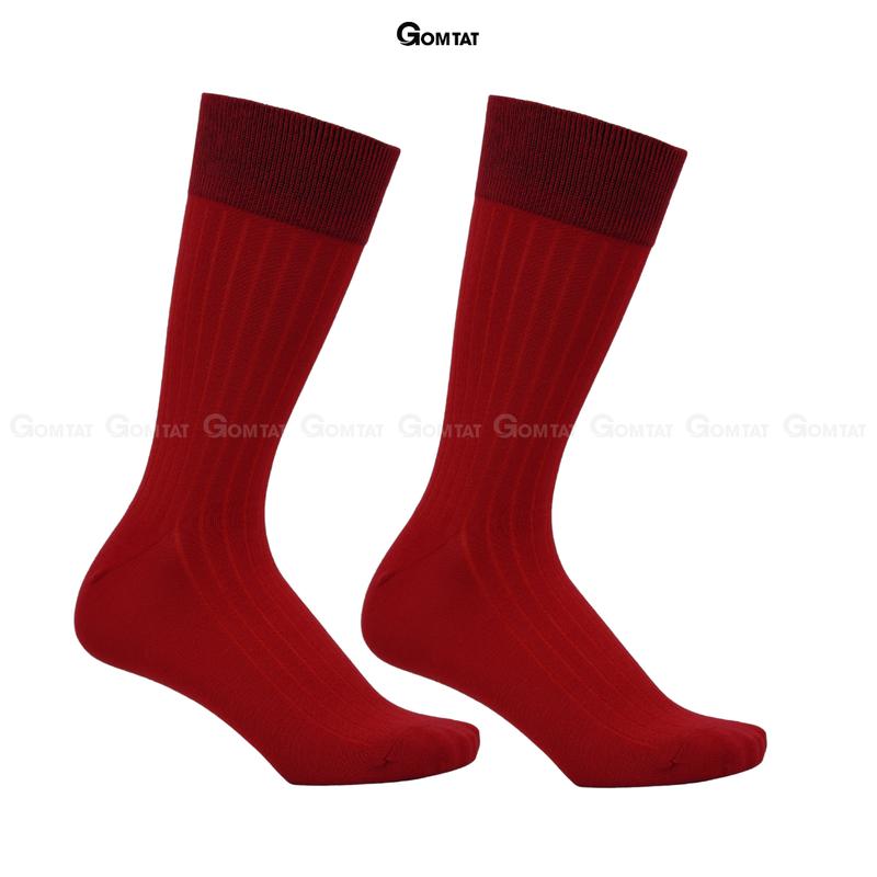 Tất giày tây họa tiết gân chìm màu đỏ, vớ cổ cao nam cao cấp, chất cotton hút ẩm, thoáng khí, tất nam công sở, vớ nam cao cổ Menswear - GOM-TAYGANCHIM-DO