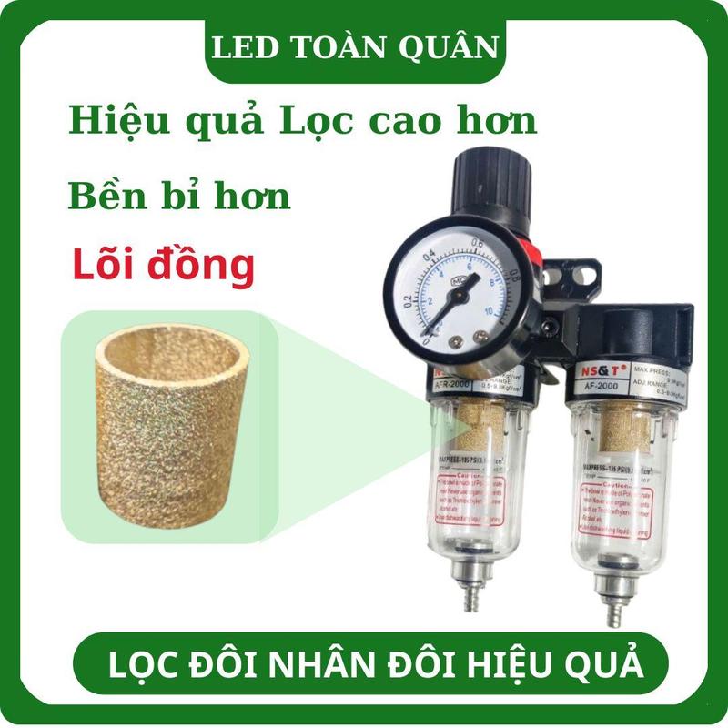 Bộ lọc đôi tách nước, tạp chất khí nén AFR2000 và AF2000 có van điều áp và đồng hồ đo áp