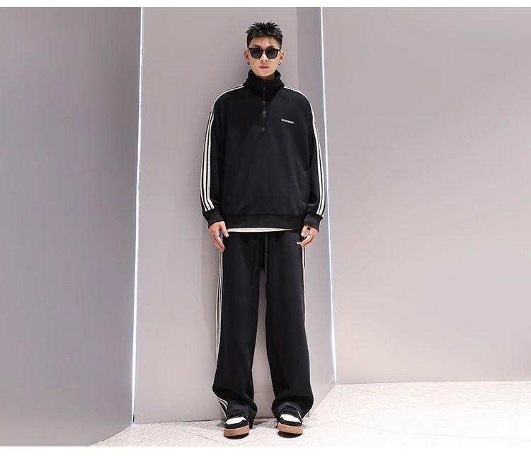 Product Introduction of FANAVY-National Trend Casual Sports Suit Spring Autumn Men's Trendy Half-Zip Pullover Casual Top Plus Size Wide-Leg Straight Pants 7