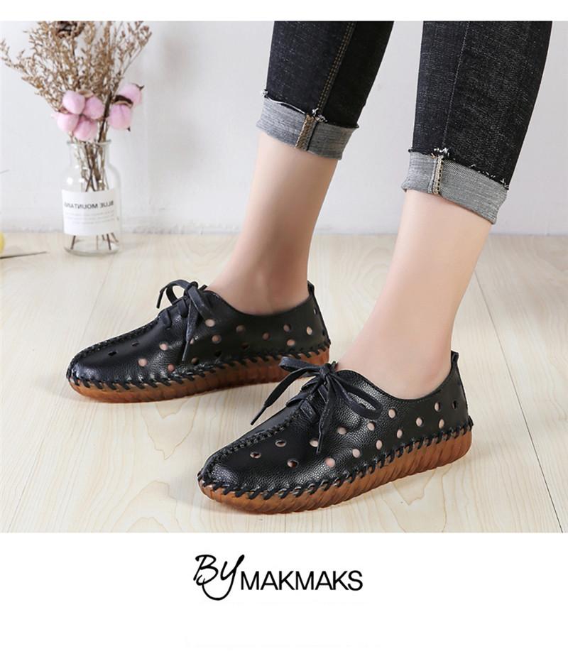 Product Introduction of Leather hand stitched single shoes Soft soled mother shoes lace-up retro fashion casual shoes flat women's shoes 15