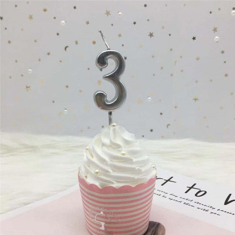 Product Introduction of 1 PC Gift Ornaments Rose  Cake Topper Happy Birthday Cupcake Decor Number Candles 10
