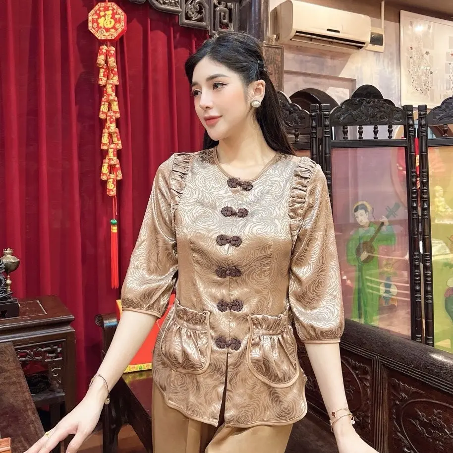 Bộ pháp phục lụa gấm túi tiền siêu xinh dành cho ce đi lễ