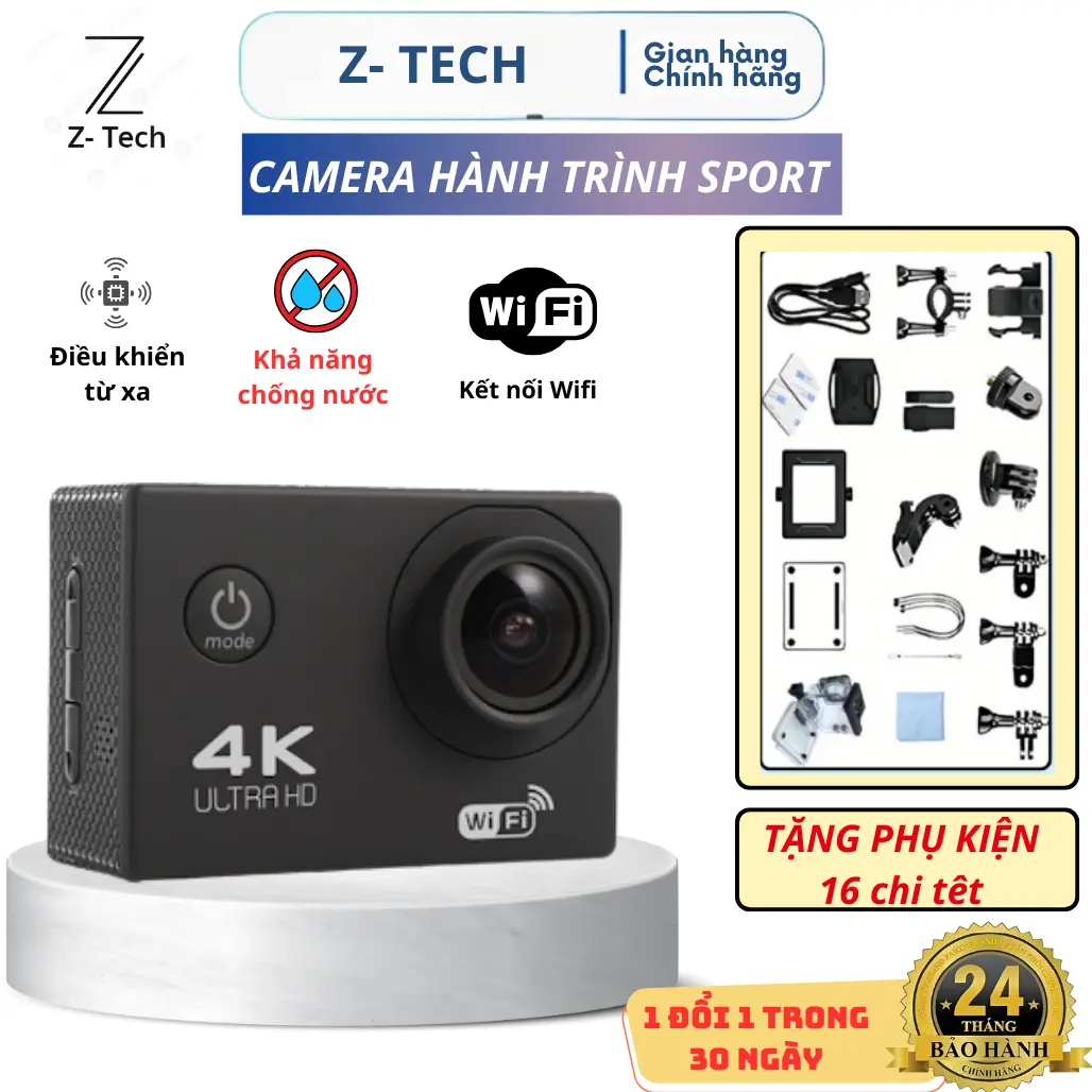 Camera Hành Động Sport Cam Full HD , Cam Hành Trình Có Chống Rung, Gắn Ô Tô, Xe Máy, Mũ Bảo Hiểm, Chống Nước Sâu 30M, Góc Quay Rộng