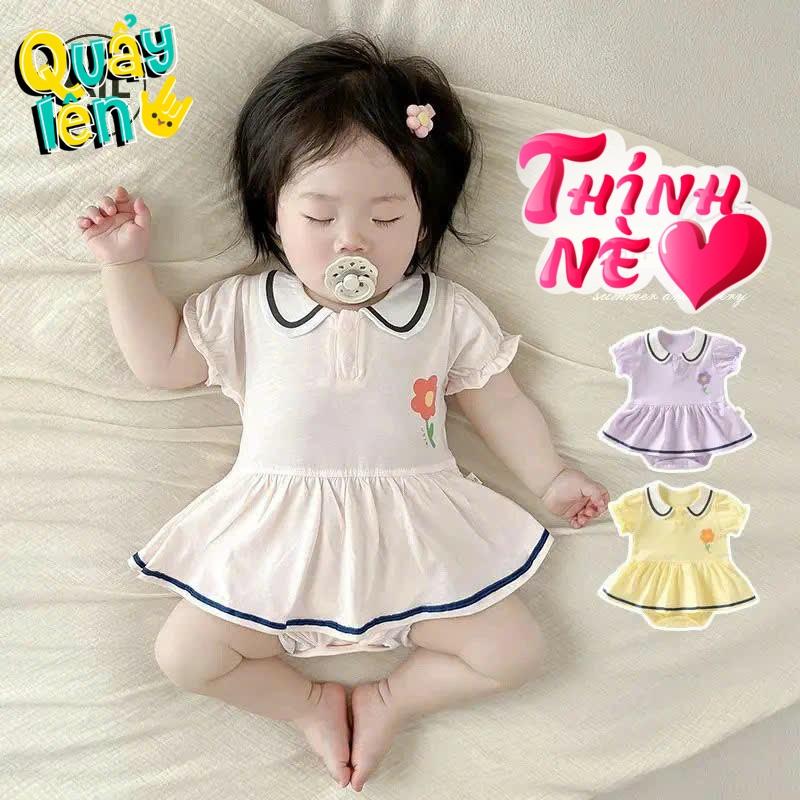 T.Huyền Body Váy Tiểu Thư Cho Mềm Mát Cho Bé Gái 3-10 kg, Váy Mặc Đầy Tháng , thôi Nôi