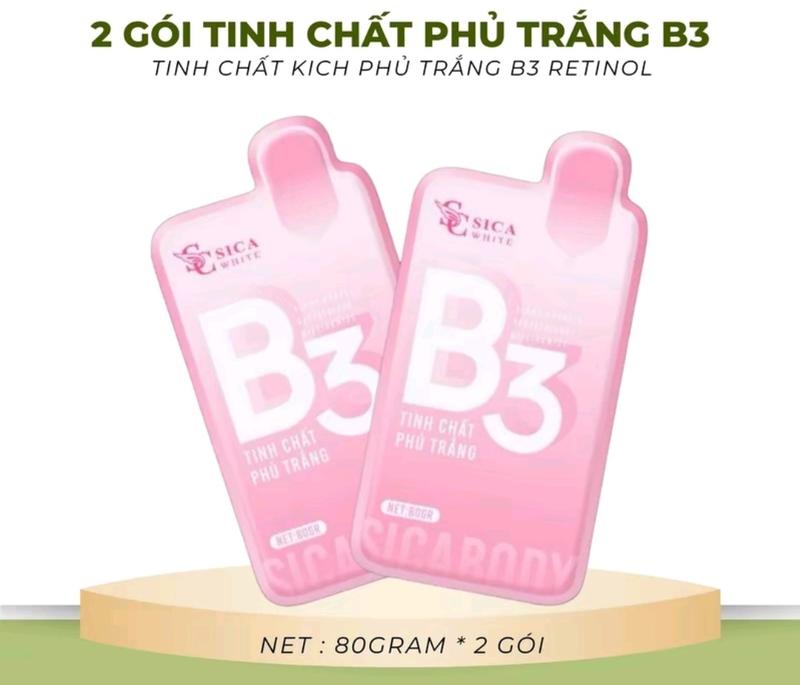 Product Introduction of 2 gói tinh chất phủ trắng B3, giúp kích trắng da, hỗ trợ làm mờ thâm sạm đốm nâu. 1