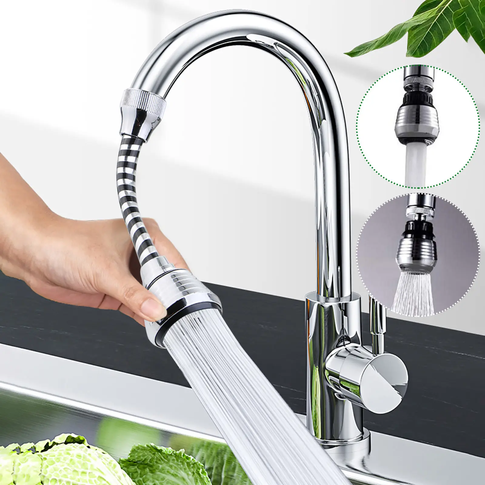 Ống mở rộng vòi, Điều chỉnh 360 độ, Bộ lọc vòi tiết kiệm nước, Thích hợp cho vòi phòng tắm, Giảm chi phí nước, Lý Tưởng để tiết kiệm nước trong bồn rửa