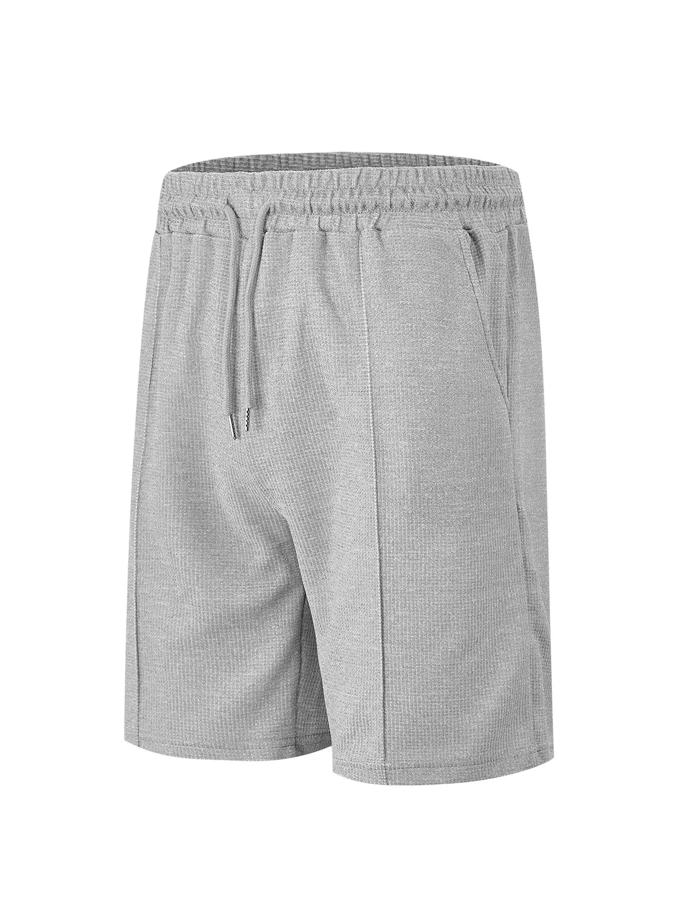 Men's Solid Waffle Knit Shorts, Loose Fit Casual Comfy Breathable Shorts for Summer, Men's Bottoms Cloth for Daily Wear
