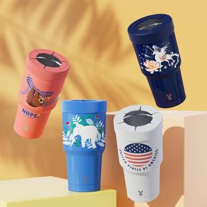 Double Wall Insulated Vacuum Flask, Portable 30oz Stainless Steel Water Bottles with Straw, Summer Stainless Steel Straw Cup for Office School Outdoor Sports