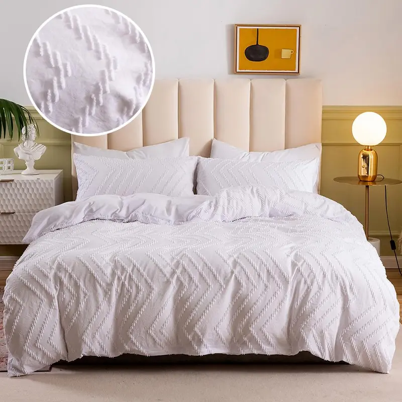 Soft Comfortable Bedding Set, 3 Counts/set Including 1 Count Wavy Print Duvet Cover & 2 Counts Pillowcases without Filler, Modern-Style Bed Sheet Bed Linen Bedding Set for Home Bedroom 2