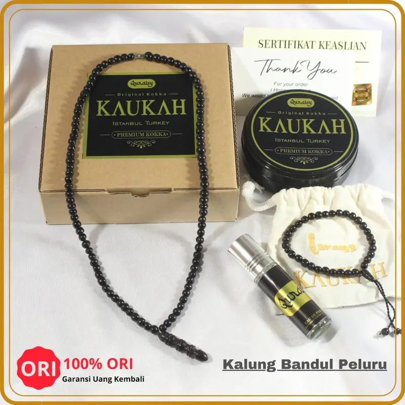Premium Kokka Kalung Kaukah Daun Coklat Elegan Asli Kayu Koka Free Parfum Dan Gelang Kokah 1