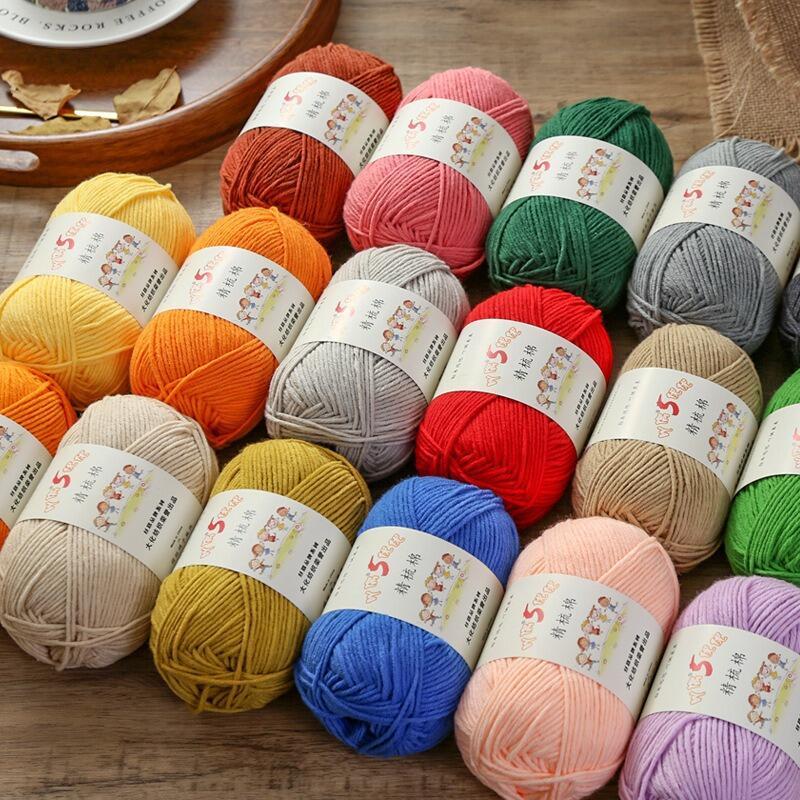 Product Introduction of Bola Benang Kapas Susu, 5 Helai Sikat, Tenunan Tangan, Anak Patung Mengait, Bahan DIY, Benang Beg, Ah Anda Bell 25