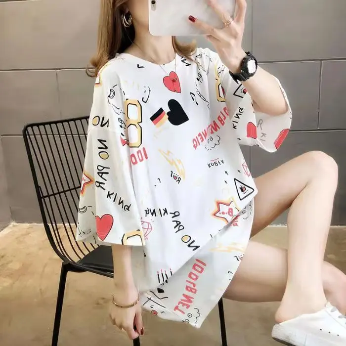 Áo Phông Nữ, Ngoại Cỡ Ngoại Cỡ, Dành Cho Nữ 150KG, Dáng Rộng Vừa Vặn, Dài Trung Bình, Tay Lửng, Áo Cánh Thường Ngày Áo Phông ngắn Tay 0