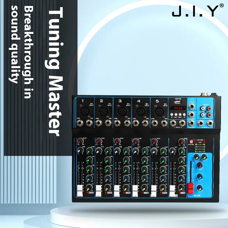 [Cod] 7-Way Mixer Professional Stage Singing Audio Live Streaming Equipment Bluetooth USB Monitor Tuning DJ Audio Mixer