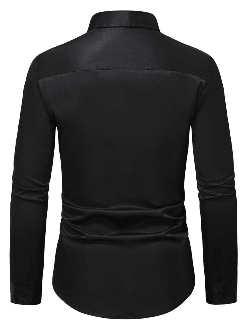 Product Introduction of Men's Eagle Print Button Front Shirt, Casual Regular Fit Long Sleeve Collared Top for Spring & Fall, Fashion Men's Clothes for Daily Wear 9