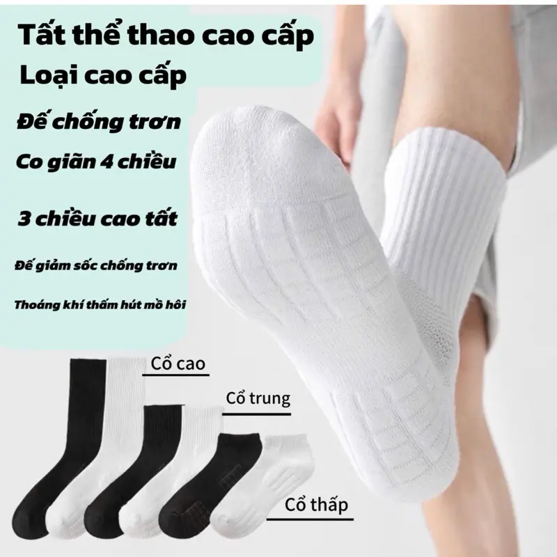 Tất thể thao cao cấp nam nữ chất liệu siêu dầy,có đế chống trơn trượt, thoáng khí thoát mồ hôi