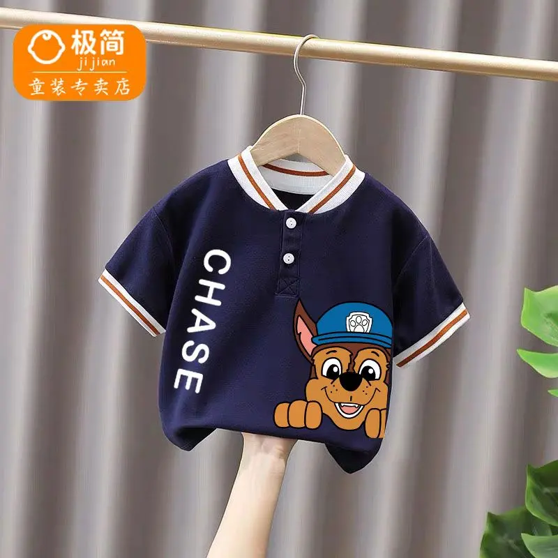 Áo Thun Paw Patrol, Cho Bé Trai, ngắn Tay, Mùa Hè 2024 Mới, Áo Polo Trẻ Em, Làm Bằng Bông Cho Em Bé Tay Lửng Áo Bé Trai, Áo, T