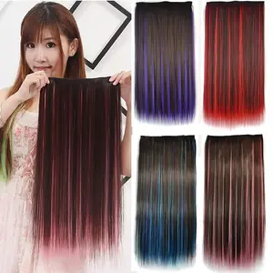 RSW HAIR CLIP KOREA RAMBUT PALSU WANITA SAMBUNG BIG LAYER LURUS STRAIGHT 2 WARNA OMBRE GRADASI 22CM x 60CM Coklat Hitam