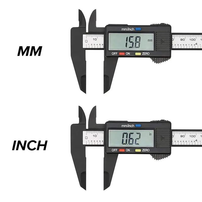 New 150mm Electronic Digital Caliper LCD Screen Conversion in Inches and Millimeters Carbon Fiber Dial Vernier Caliper Plastic Gauge Depth Gauge Micrometer Measuring Tool 7