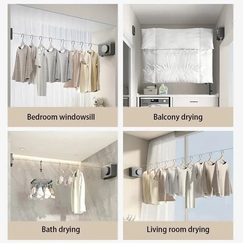 Retractable Durable & Convenient Clothesline, 1 Count Wall Mounted Clothesline, Space Saving Laundry Solution for Apartments & Backyards 3