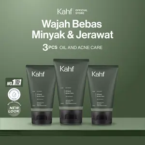 [CREATOR'S PICK] Triple Pack Kahf Face Wash Oil and Acne Care 100 ml - 3 pcs Sabun Cuci Muka Pria untuk Membantu Lawan Jerawat dan Kontrol Minyak - Suitable for Daily Use