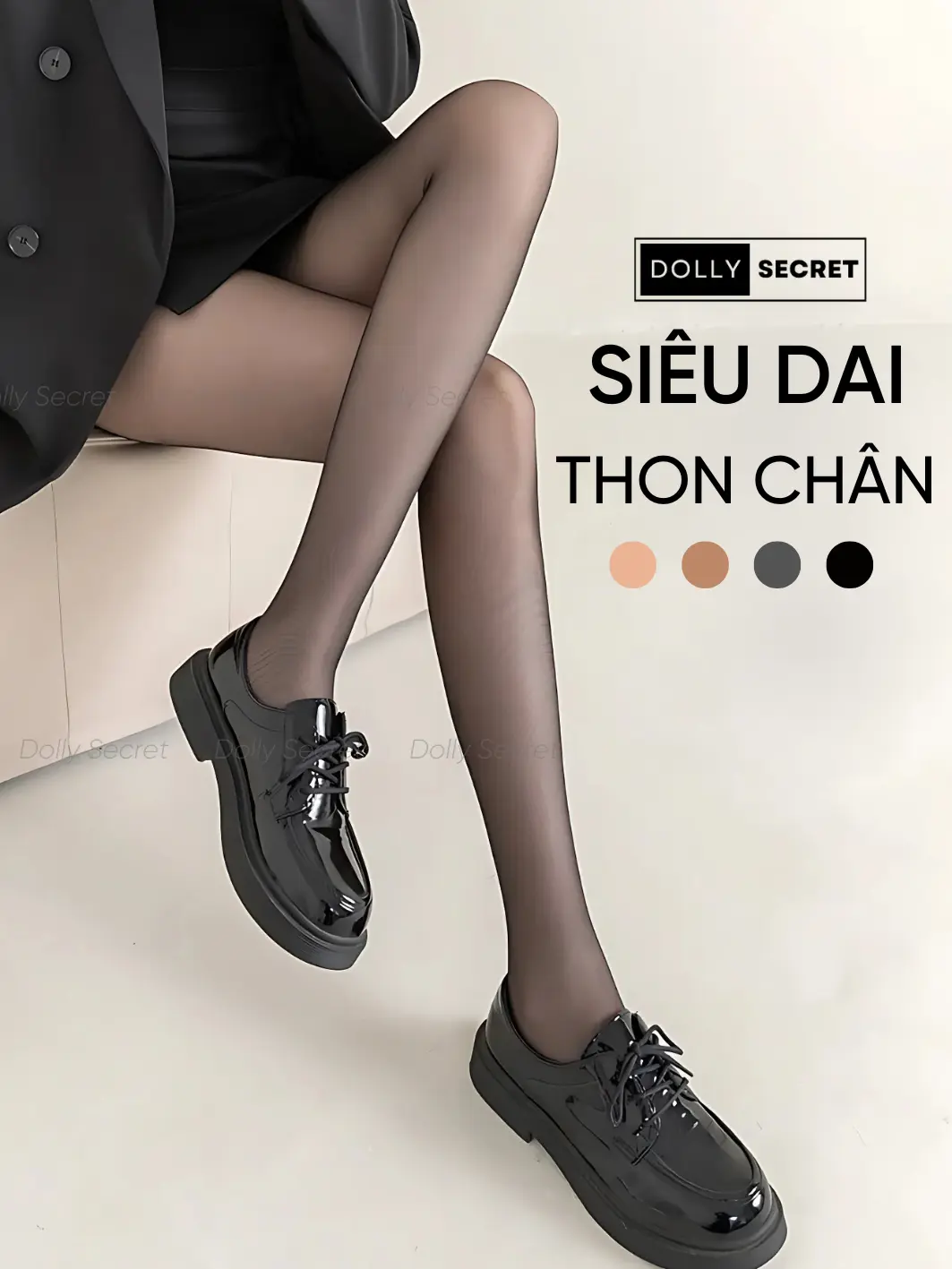 T37-Quần tất siêu dai thon gọn chân che khuyết điểm không lộ viền DOLLY SECRET siêu bó tàng hình mềm mịn T37 ( Freesz <1m67< 60kg) Nữ Women quantat