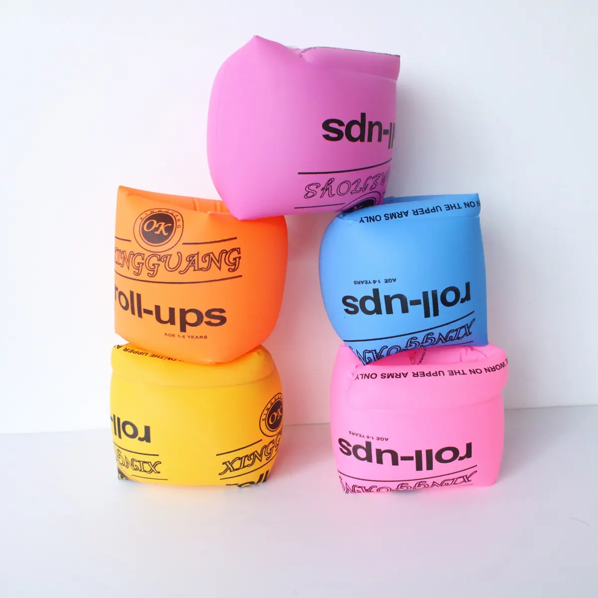Inflatable Arm Rings Thickened Inflatable Cylinder Sleeves Linen Patterned Drum Sleeves Summer Swimming Equipment