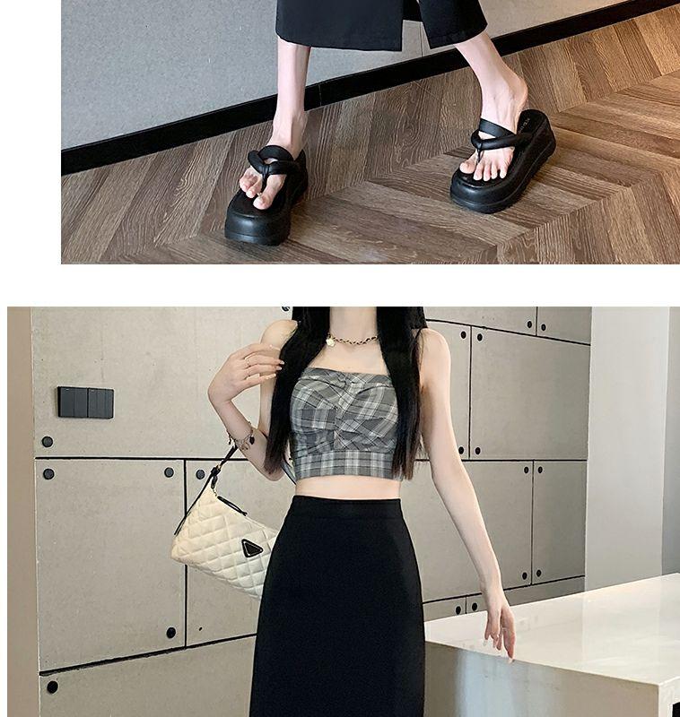 Product Introduction of Women's Korean-Style Thin Skirt Elastic Waist High-Waisted Skirt Mid-Length All-Matching Fit A- line Skirt 2024 7
